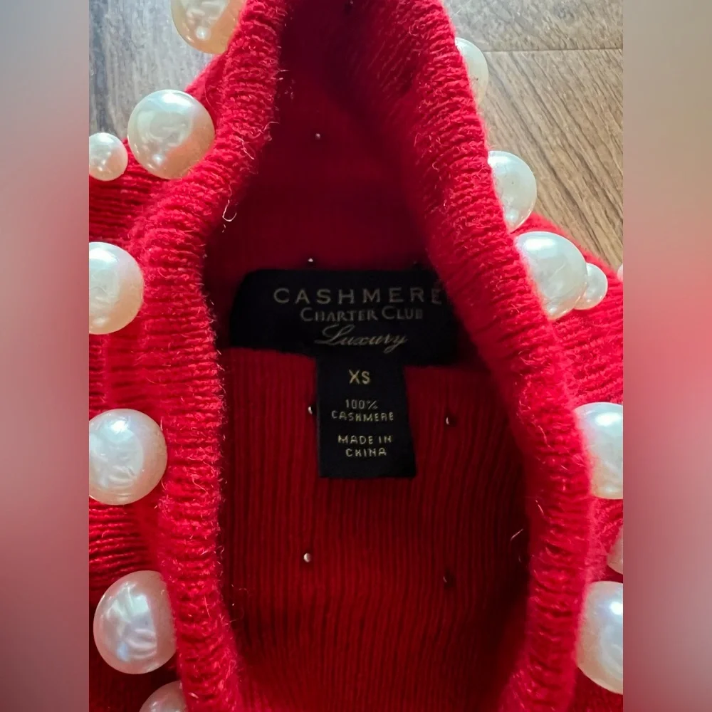 Charter Club 100% Cashmere Turtleneck Sweater with Pearl Accents - Picture 7 of 8